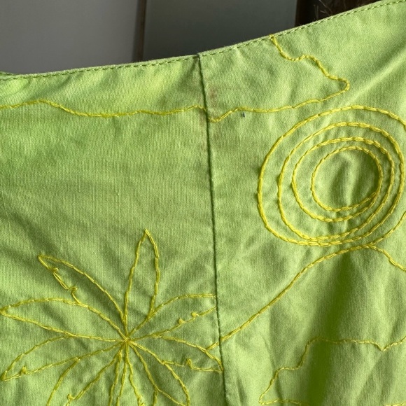 Vintage Roxy Lime Green Embroidered Skirt - Picture 5 of 6
